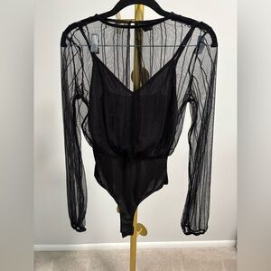 Windsor Black Sheer Long Sleeve Bodysuit